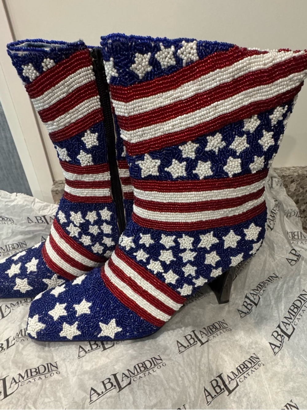 Beaded American Flag Women’s Boots - Red White Blue